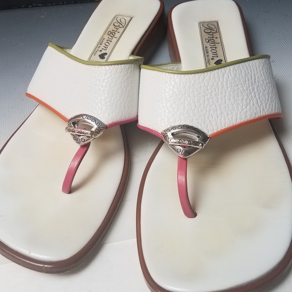 Brighton Shoes - Brighton LITA WHITE SILVER color trim SANDAL9.5med